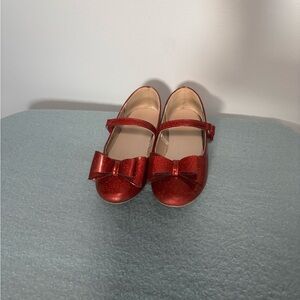 Girls Place Red Glitter Kids Dress Shoes with Bow Flats size 10T